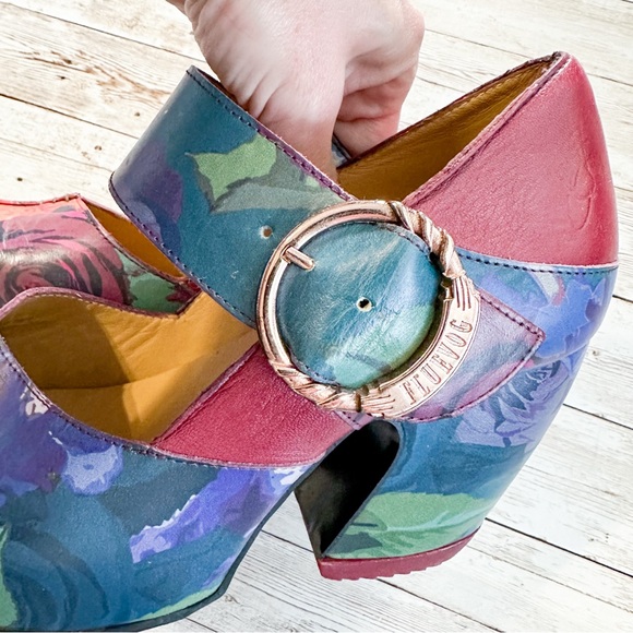 John Fluevog Prepare Leader Platform Mary Jane Heels Floral Size 6 - Picture 10 of 16